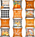 Flutesan 12 Pcs Fall Pillow Covers Hello Pumpkin Thanksgiving Decor, Black by Flutesan