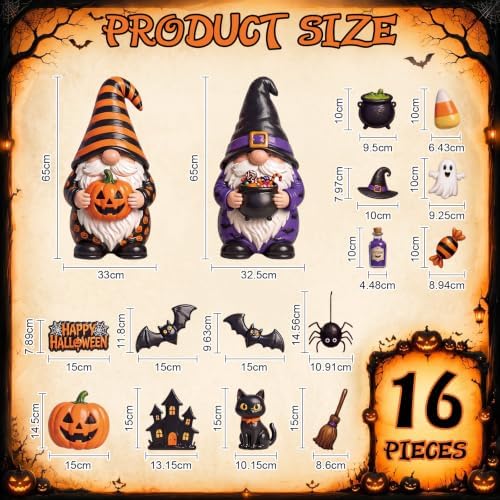 Flutesan 16 Pcs Halloween Gnome Garage Door Magnets Large Pumpkin Bat - Image 2