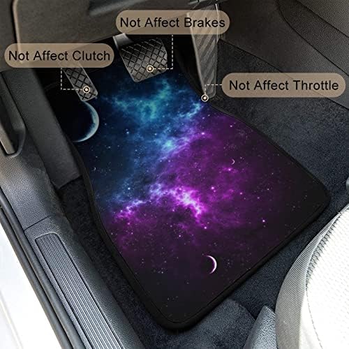 Galaxy Car Floor Mats Set of 4,Purple Blue Galaxy Sky Print Vehicle Front Rear Carpets Mat Stylish Space Themed Car Floor Rugs Non-Slip Foot Mats Car Accessories Universal Fit for Car Truck