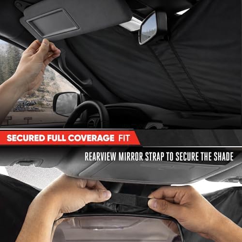 Motor Trend Windshield Sun Shade for Toyota Tundra - Tundra Accessories 2007-2021 - Custom Fit Sun Shade for Car Windshield - Automotive Toyota Truck Window Sunshade Cover for Interior Protection