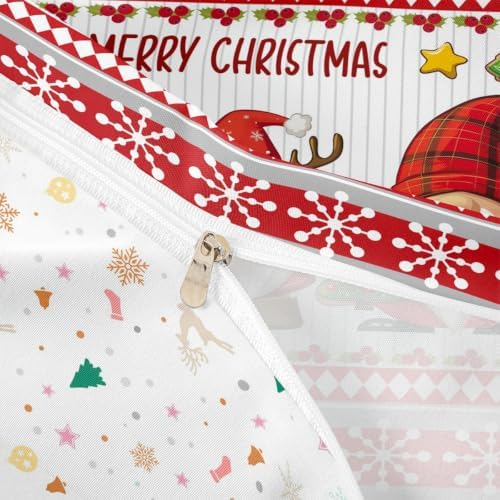 Manfei Cute Gnomes Kids Duvet Cover Set King Size,Merry Christmas Snowflake Dreamy Bedding Set,Girls Boys Adults Room/Cabin Decor,Happy New Year Comforter Cover,Red Romantic Quilt Cover,2 Pillowcases - Image 3