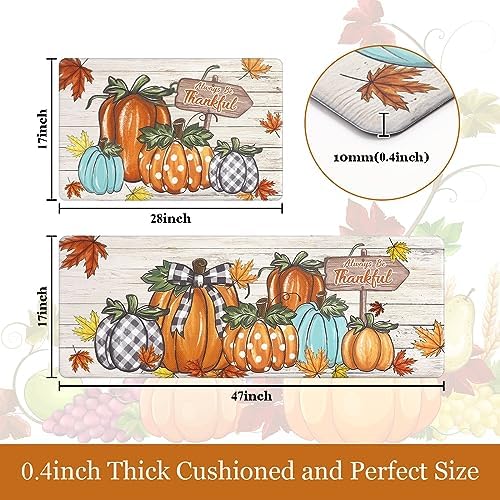 U'Artlines Fall Kitchen Mat Anti Fatigue Mats for Floor Colorful Pumpkin - Image 3