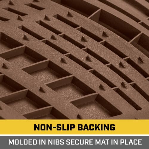 CAT® ToughRide™ Heavy-Duty 4 Piece Brown Floor Mats for Cars - Trim to Fit All-Weather Rubber Car Mats Full Set - Truck Mats & Cars Floor Mats - Interior Accessories for SUVs & Car Rug Protection