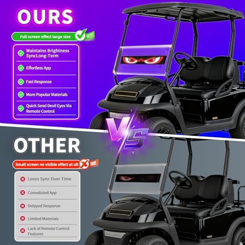 Devil Eyes Light for Cars (1-Pack) – 23.4''x4.7'' LED Eyes for Car Windshield, Super Bright, Perfect Sync, Programmable Patterns, Remote+APP Control, Custom Dynamic Sign for Golf Carts/Sedans/SUVs