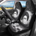 2 Pcs Halloween Ghost Car Seat Covers Set Vehicle Front Seat Protector Auto Interior Accessories Protetors Car Mat Covers Universal fit Most Car SUV Van Truck