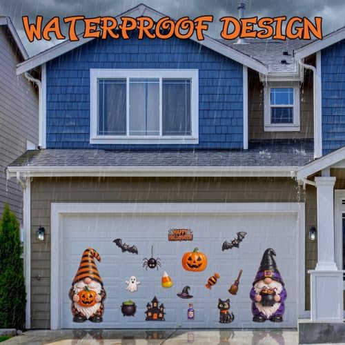 Flutesan 16 Pcs Halloween Gnome Garage Door Magnets Large Pumpkin Bat - Image 5