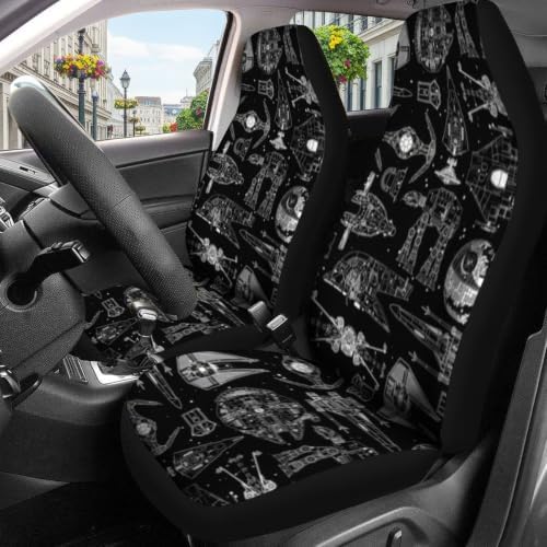 GENANY Dark Horror Pattern Car Seat Covers, 2-Piece Front Seat Set
