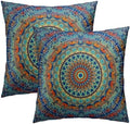 Sweetshow Bohemian Mandala Floral Throw Pillow Covers 24X24 Inches Set of 2 Boho Colorful Retro Ethnic Pillowcase Soft Cotton Square Cushion Covers for Home Sofa Patio Bedroom Decoration by Sweetshow