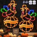 2 Pcs Large Thanksgiving Window Lights Turkey Decorations, Fall Decor Window Lights, LED Turkey Pumpkin Light 2026 Thanksgiving Decor with Timer & 8 Mode & Battery Operated(Yellow Red Green,17") by ElectricWise