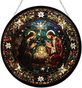 Serene Nativity Mary, Joseph Suncatcher Stained Glass Window Hangings Sun Catchers Colorful Ornament Gifts for Women Mom Wife Halloween Christmas Housewarming by 365CUSGIFTS