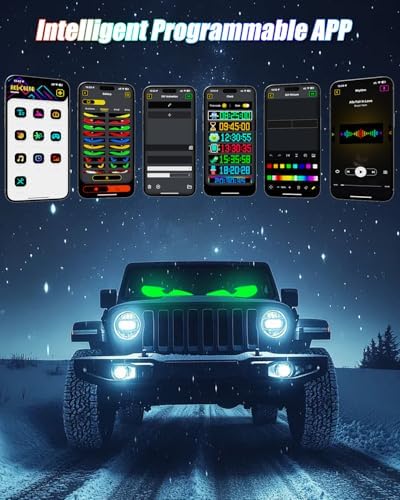 Devil Eyes Light for Windshield: 23.4"x4.7" Programmable LED Signs with APP & Remote Control - 5V USB Digital Lighting Display, LED Lights for Cars (1 Pcs)