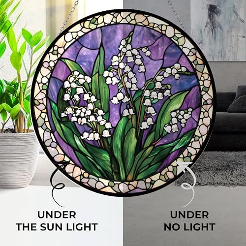 Personalized Lily of The Valley Suncatchers for Windows by Clare Donovan, 6.3” Stained Glass Window Hangings,Hand-Painted Glass Panel Perfect for Home Décor - Image 4