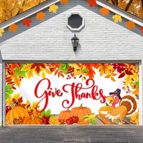 Tudomro Thanksgiving Garage Door Banner 6 X13ft Fall Turkey Decorations by Tudomro