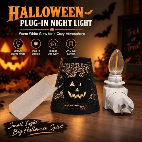 Classic Removable Shade Halloween Pumpkin Plug-in Night Light - Image 2