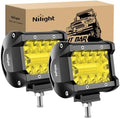 Nilight 2 PCS 4 Inch 60 W LED Light Pods Yellow Spot Flood Combo Beam