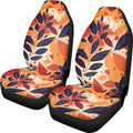 Leaf Set Car Seat Covers for Low Back Car Seats 2pcs, Modern Botanical Durable Car Seat Cover, Red Yellow Line Drawing Art Universal Auto Seats Protector Fits for Car