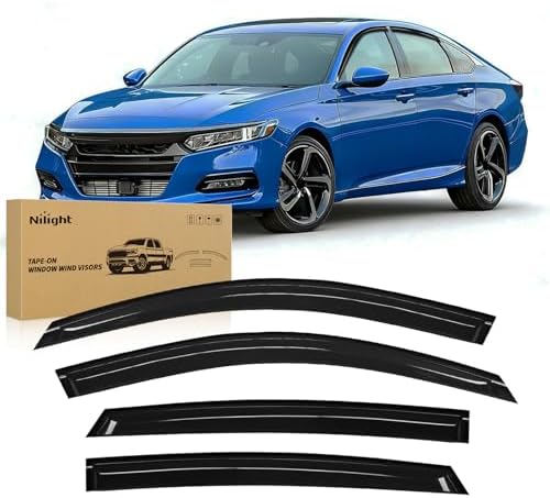 Nilight Tape-On Window Visors for Honda Accord 2018-2023, 4PCS