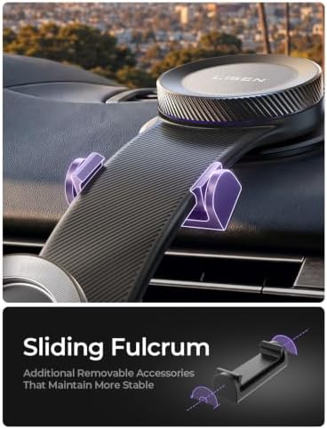 LISEN for MagSafe Car Mount for iPhone 18 Pro Max, Magnetic Phone Holder for Car, Magnetic Car Phone Mount, Suction Phone Mount, 360° Adjustable Memory Alloy Bendable Arm, Car Mount for iPhone 18 17
