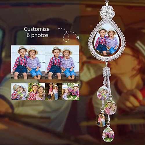 Car Charms for Rear View Mirror Photo Frame Personalized Custom Photo Gift Personalized Car Interior Accessories Water Drop Ornaments - Image 2