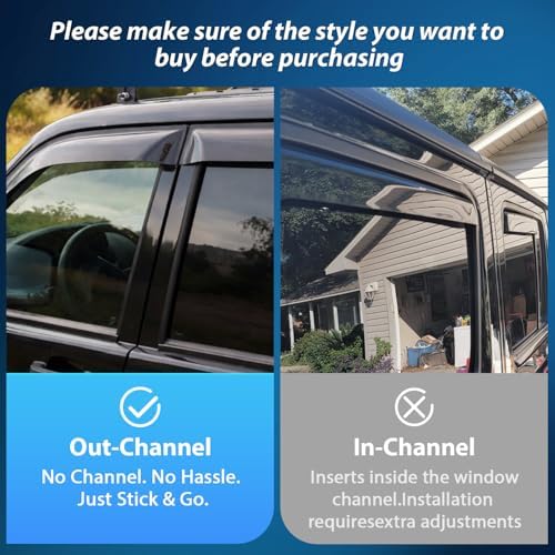 Nilight Tape-On Rain Guards for Honda Civic Sedan 2022-2026, 4PCS