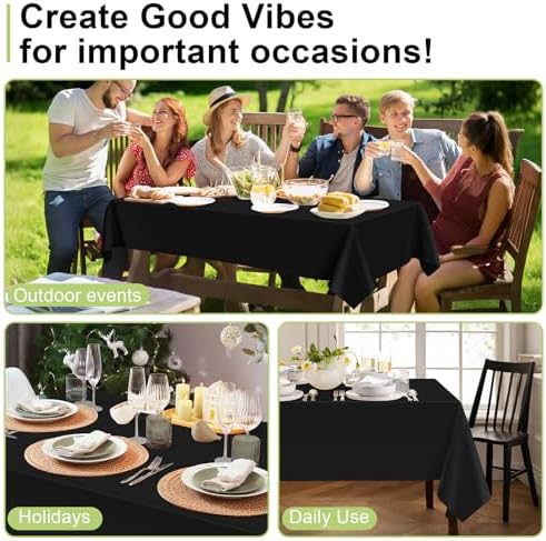 QIKSION 6 Pack Black Plastic Tablecloth, Black Table Cloth Disposable - Image 4
