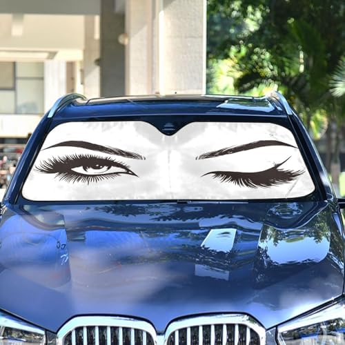 Women Eyes Car Windshield Sun Shade Foldable UV Ray Sun Visor Protector Sunshade to Keep Your Vehicle Cool (57" x 31.5")