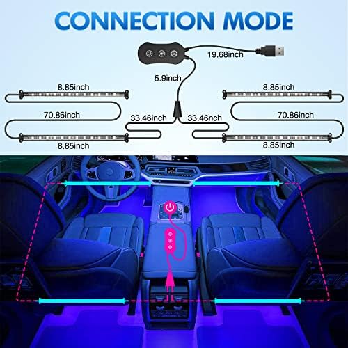 Nilight 4PCS USB Car Interior Neon Accent Lights RGB App and Button Control