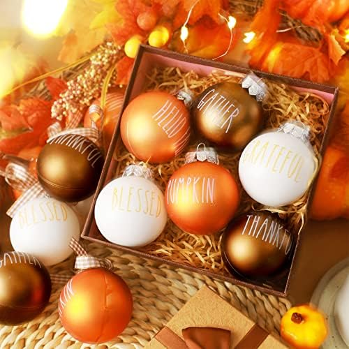 Thinkday 12 Pcs Fall Thanksgiving Ornaments for Tree, Rustic - Image 4