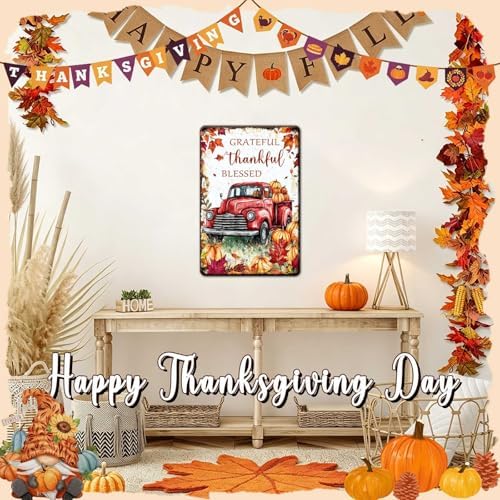 Fall Sign Thanksgiving Retro Tin Sign Grateful Thankful Blessed 8x12Inch - Image 5