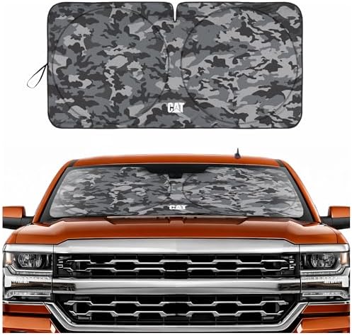 Windshield Sun Shade for Chevrolet Silverado 1500 2099-2013, Foldable Truck Sunshade, Heat Blocker, Front Window Sun Shield, Interior Protection, Keeps Cab Cool, Heavy Duty Truck Accessory-Gray Camo