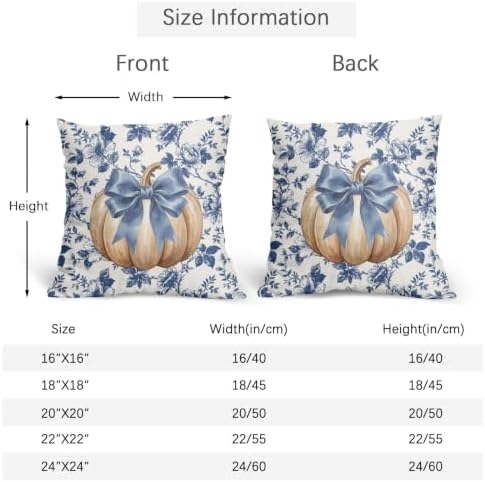 Fall Pumpkin Pillow Covers 22x22 Set of 2 Porcelain Highly Absorbent - Image 4