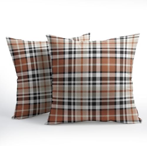 Christmas Plaid Pillow Covers 20x20 Set of 2 Brown Highly Absorbent - Image 2