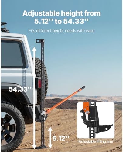 VEVOR Farm Jack 60inch, 7000 lbs Capacity Ratcheting Off Road Jeep Jack for Tractor, Truck, SUV, Bumper Lift, Orange - Image 3