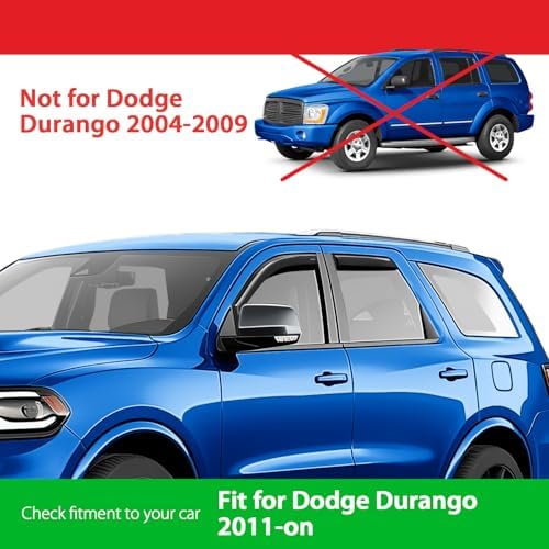 Goodyear Shatterproof in-Channel Window Deflectors for Dodge Durango 2011-2026, Rain Guards, Window Visors for Cars, Vent Deflector, Car Accessories, 4 pcs - GY008116