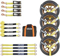VEVOR Wheel Chock Tie-Down Kit, Tire-Style Trailer Tie Down Strap, Car Tie Down Kit with Spring Hook, Break Strength 10009 lbs & Working Load 3333 lbs Motorcycle System for ATV, SUV, Trailer