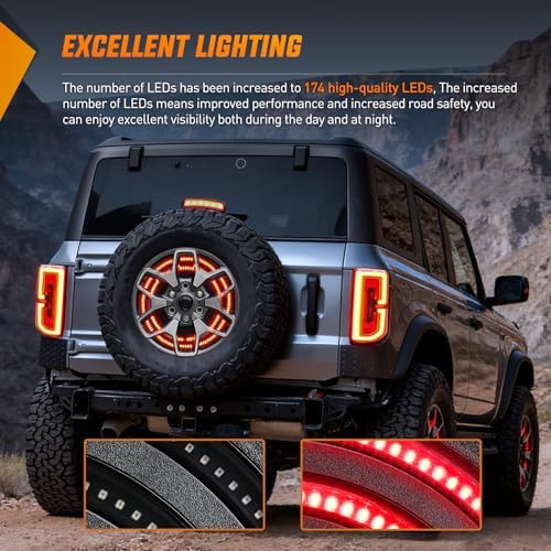 Nilight Spare Tire Brake Light Red for 2021-2023 Ford Bronco 2/4 Door