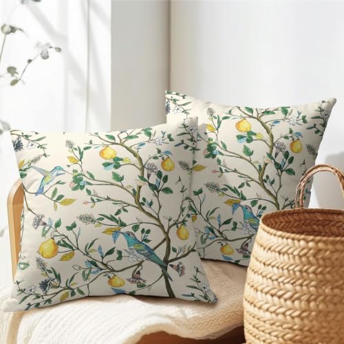 Floral Botanical Throw Pillow Covers 16x16 Set of 2 Hummingbird Pear Thanksgiving Pillow Covers Watercolor Cottagecore Pillowcase for Kitchen Sofa Cushion Outdoor Couch Bedroom Living Room Decoration - Image 7