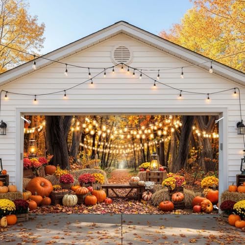 8X7 ft Fall Thanksgiving Garage Door Cover Decorative Autumn Party Decor - Image 2
