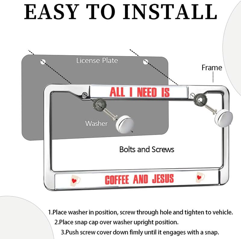 All I Need is Coffee and Jesus Easy Installation License Plate Frame God Bible Scripture License Plate Frame Christ is Risen License Plate Frame for Father’s Day