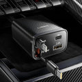 LISEN Retractable Car Charger USB C [Upgraded Dual Type C] 75W Fast 4 in 1 Car Charger for iPhone 17, Gifts for Him Her Men Women, Carbon Black