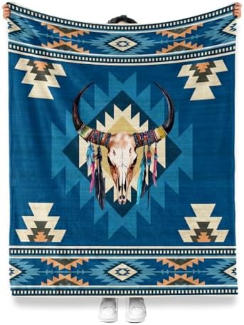 Jekeno Western Skull Throw Blanket, Western Gifts 50"x60" - Image 2