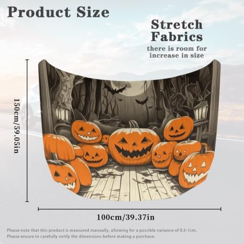 Halloween Pumpkin Hood Cover Elastic Fabric, Forest Bat Moon Car Cover Suitable for Most Vehicles Sedans Trucks SUVs, Car Decorate Accessories