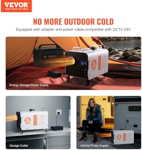 VEVOR 8KW Diesel Heater, 12V/24V All in One Diesel Air Heater, with Bluetooth APP Control, Remote Control and Display Screen, CO Alarm, Fast Heating Portable Diesel Heater for Vehicles and Outdoors - Image 2