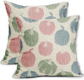 Pink Blue Green Pumpkin Fall Pillow Covers 18x18 Set of 2 Autumn Harvest Print Thanksgiving Decorative Throw Pillows Outdoor Farmhouse Cushion Case Seasonal Decor for Couch Sofa Bed by Aytipun