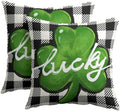 St Patricks Day Pillow Covers 22x22 Set of 2 Shamrock Clover Throw Pillow Covers Spring Pillowcase Linen Decoration Farmhouse Decorative Buffalo Plaid Cushion Case Couch for Indoor Home Decor by Unknown