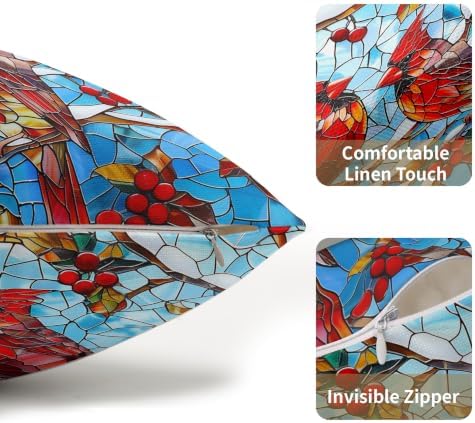 Winter Red Cardinal Bird Pillow Covers 12x20 Set of 2 Highly Absorbent - Image 5