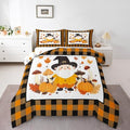 Erosebridal Cute Gnome Kids Bedding | Fall Twin Comforter Sets,Farmhouse Plaid Buffalo Grid Comforter Thanksgiving Autumn Leaves Duvet Insert with 1 Pillow Case by Erosebridal