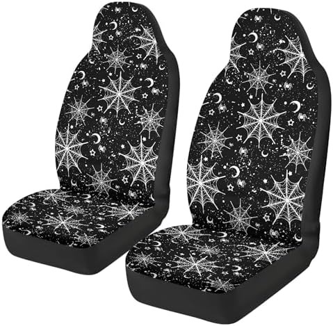 Moon Stars Spiderweb Print Car Seat Cover Front Seats Protector,Universal Fit for Most Cars,SUVs,Sedan,Truck or Van