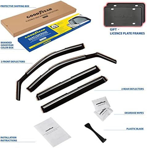 Goodyear Shatterproof in-Channel Window Deflectors for Chevrolet (Chevy) Silverado/GMC Sierra 1500 2019-2026 Crew Cab,Rain Guards,Window Visors,Vent Deflector, Truck Accessories,4pcs - GY009003