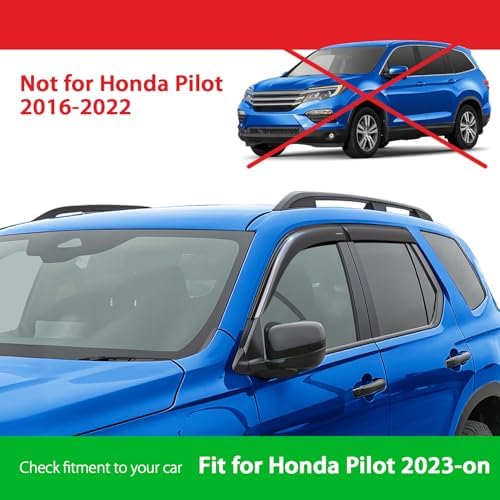 Goodyear Shatterproof Window Deflectors for Honda Pilot 2023-2026, Tape-on Rain Guards, Window Visors, Vent Deflector Visor, Car Accessories, 4 pcs. - GY008783